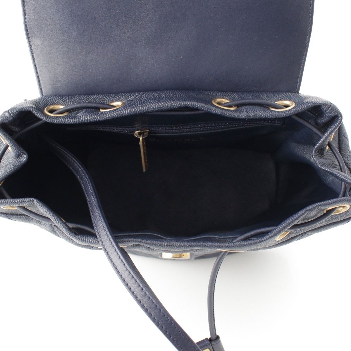 Chanel CC Filigree Quilted Caviar Leather Backpack Navy — view 6