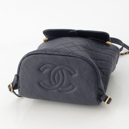 Chanel CC Filigree Quilted Caviar Leather Backpack Navy — view 5