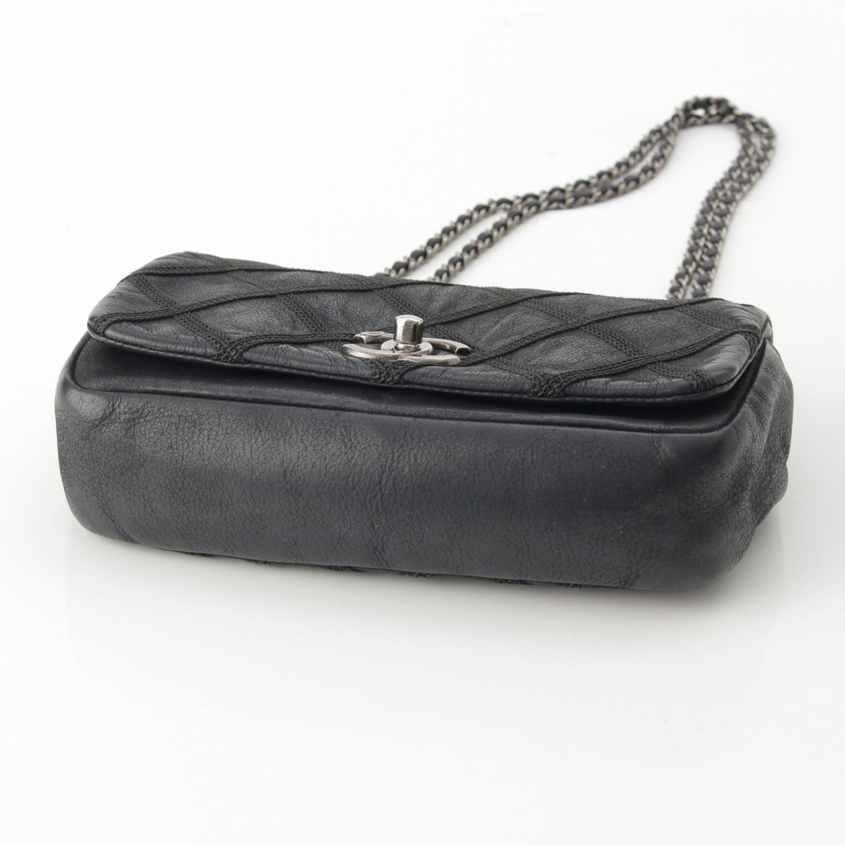 Chanel Leather Wild Stitch Full Flap Chain Shoulder Bag Black — view 6