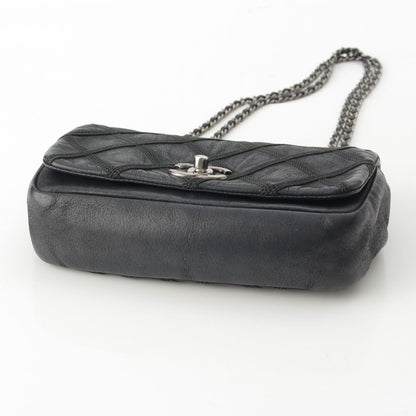 Chanel Leather Wild Stitch Full Flap Chain Shoulder Bag Black — view 6