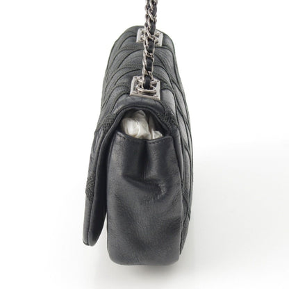 Chanel Leather Wild Stitch Full Flap Chain Shoulder Bag Black — view 4
