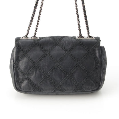 Chanel Leather Wild Stitch Full Flap Chain Shoulder Bag Black — view 5