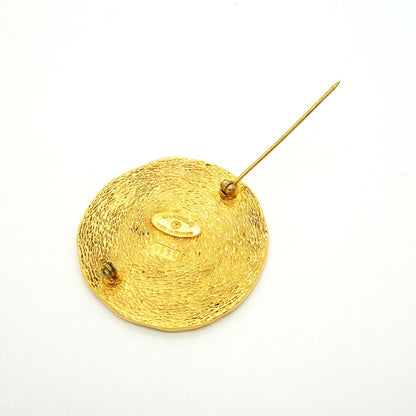 Chanel Brooch Vintage Logo Cambon Round Circle Gold Plated — view 6