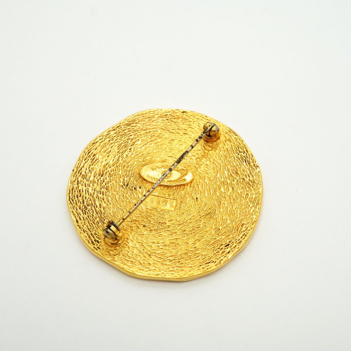 Chanel Brooch Vintage Logo Cambon Round Circle Gold Plated — view 5