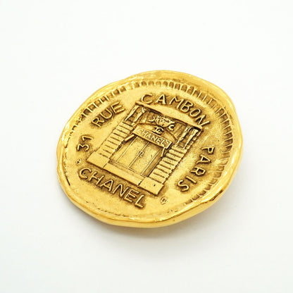 Chanel Brooch Vintage Logo Cambon Round Circle Gold Plated — view 2