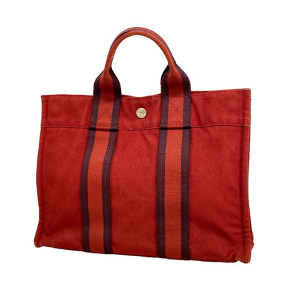 Hermes Handbag Fourre Tout PM Canvas Red Silver
