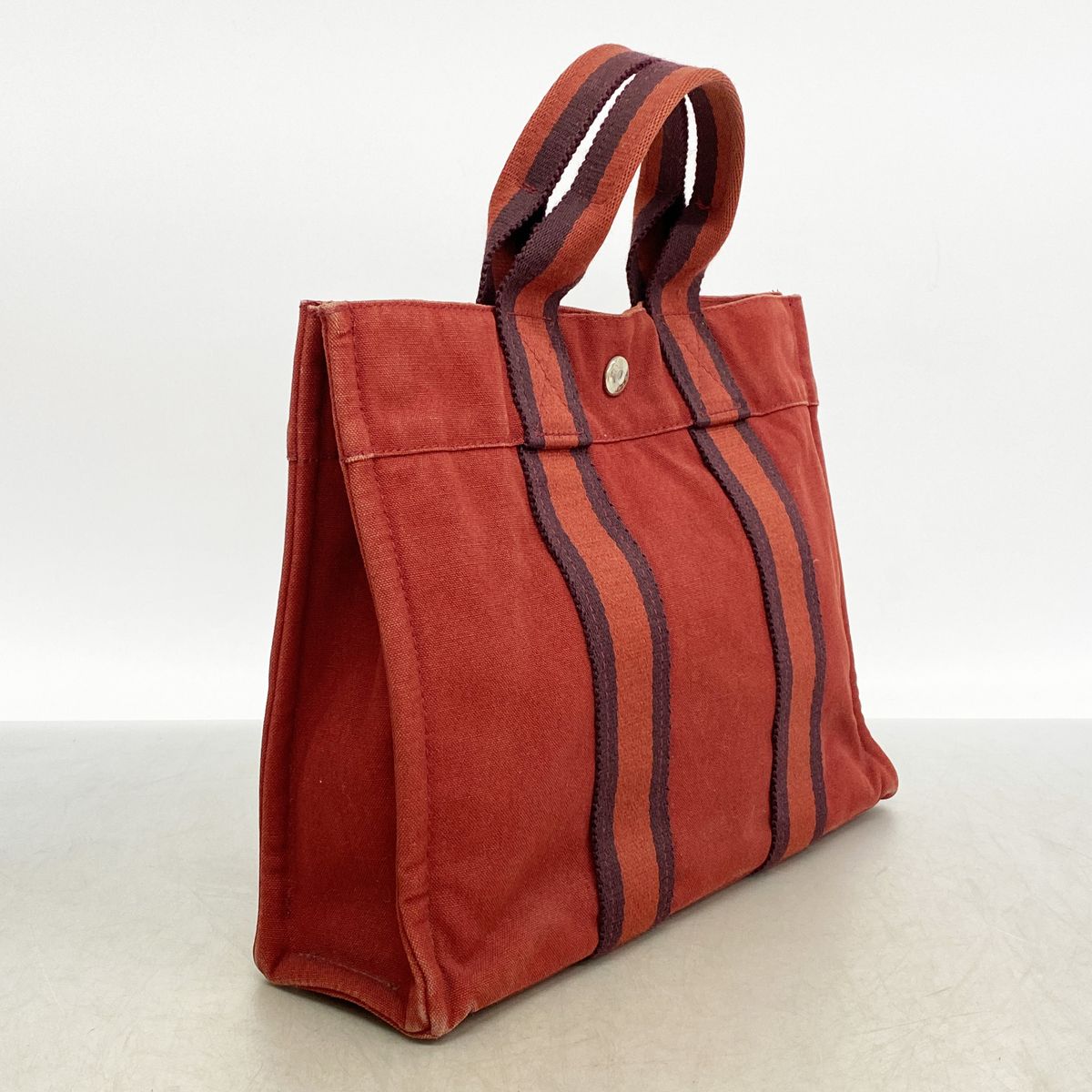 Hermes Handbag Fourre Tout PM Canvas Red Silver — view 2
