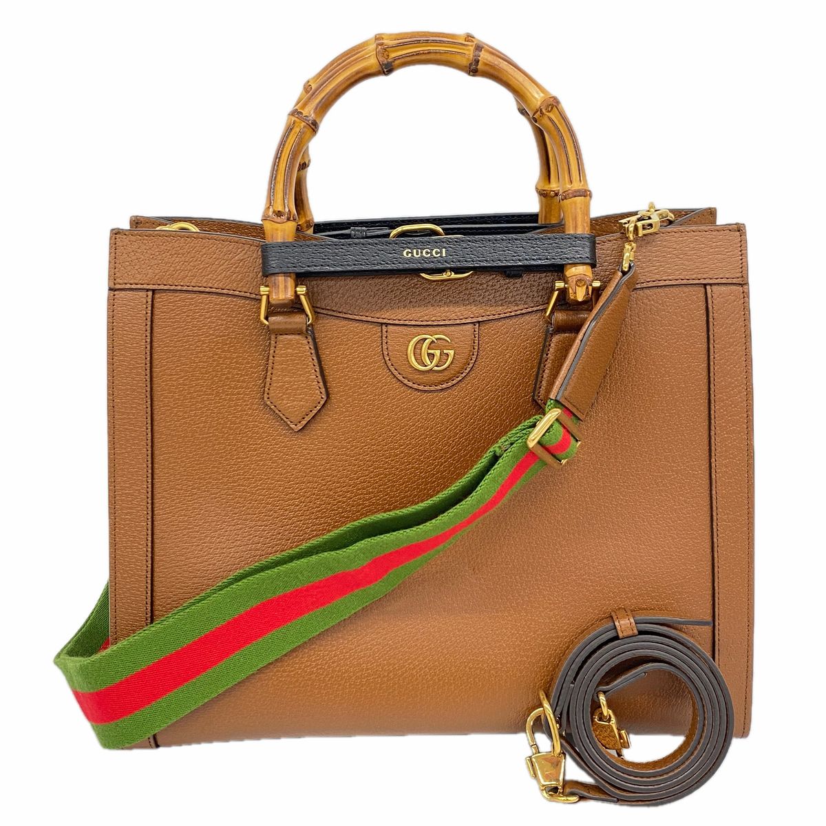 Gucci Tote Bag Diana Leather Brown Gold 2-Way
