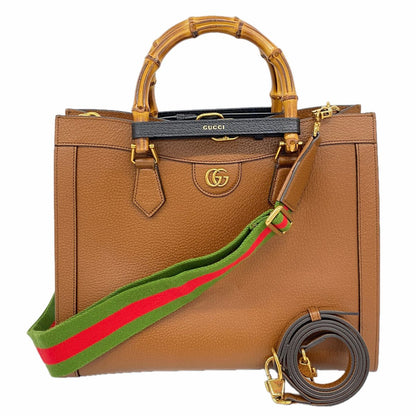 Gucci Tote Bag Diana Leather Brown Gold 2-Way