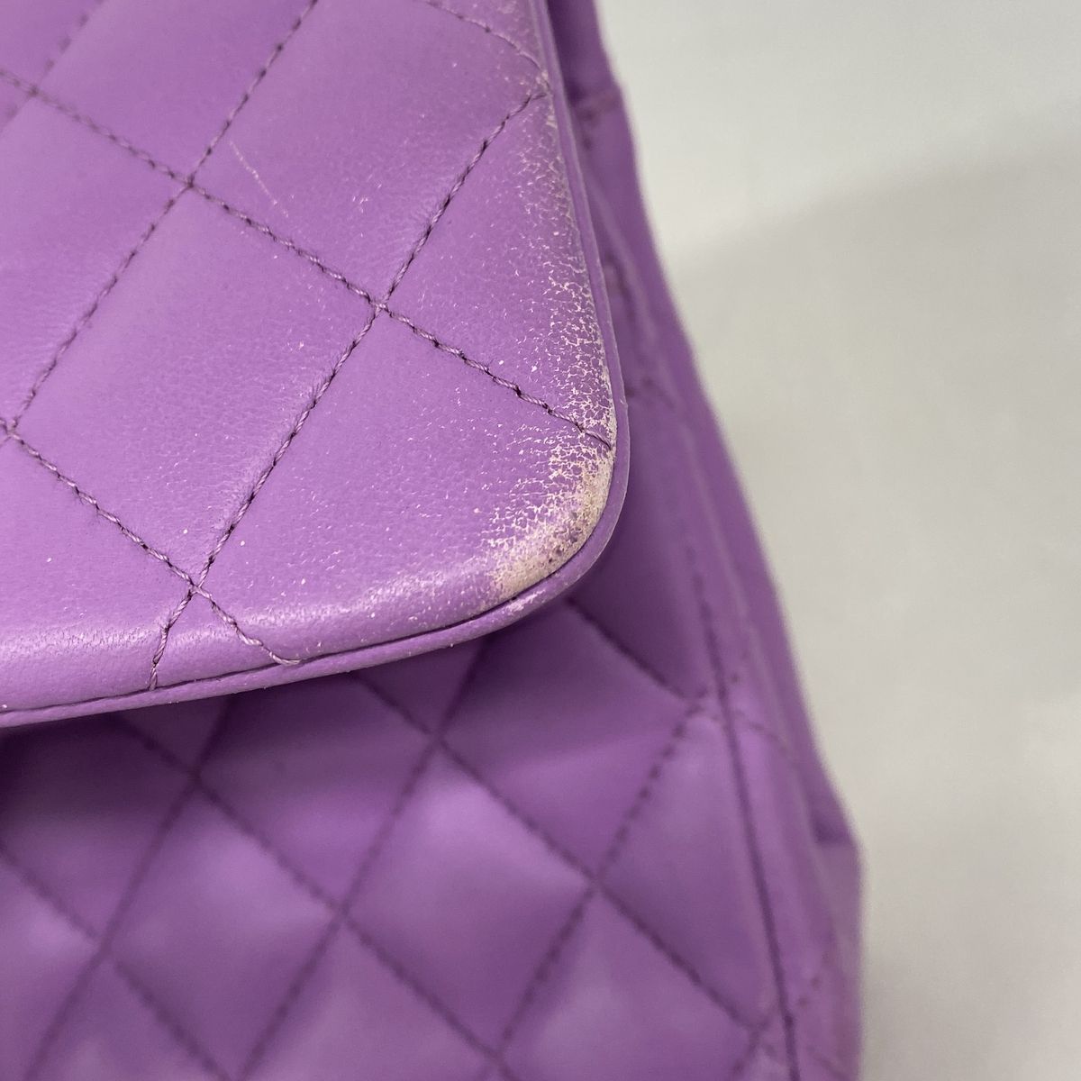 Chanel Shoulder Bag Quilted Lambskin Purple Silver — view 7