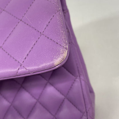Chanel Shoulder Bag Quilted Lambskin Purple Silver — view 7