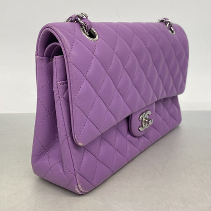 Chanel Shoulder Bag Quilted Lambskin Purple Silver — view 2