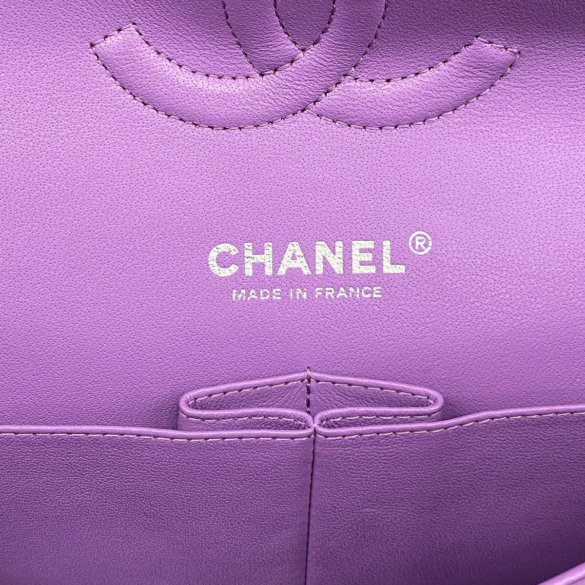 Chanel Shoulder Bag Quilted Lambskin Purple Silver — view 5
