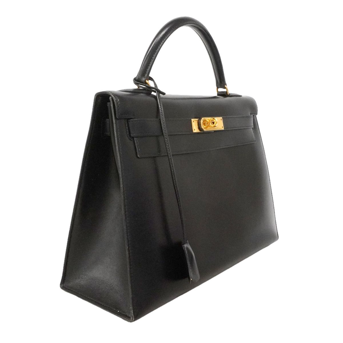 Hermes Handbag Kelly 32 Box Calf Black Gold — view 2