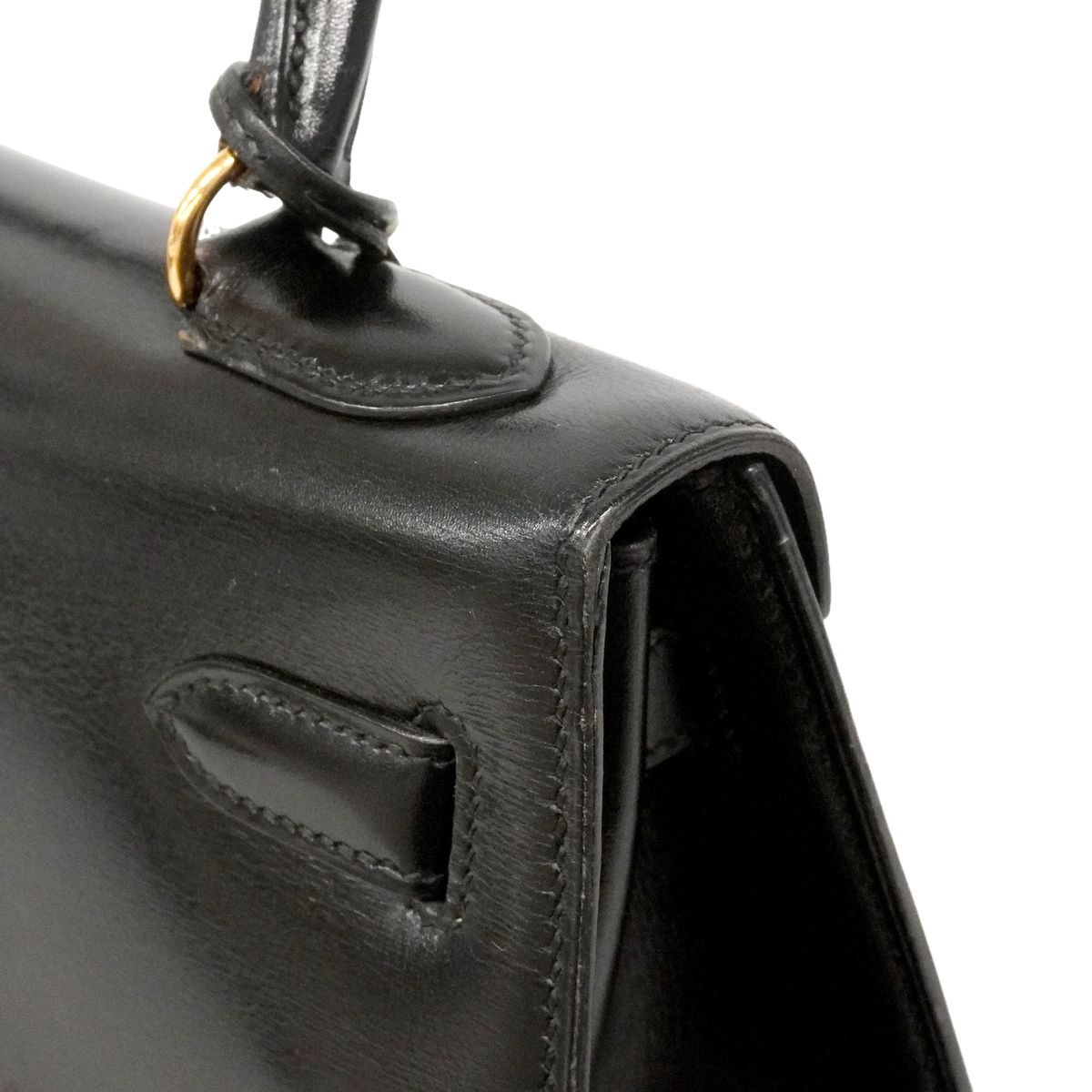 Hermes Handbag Kelly 32 Box Calf Black Gold — view 7