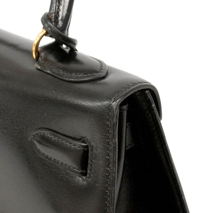Hermes Handbag Kelly 32 Box Calf Black Gold — view 7
