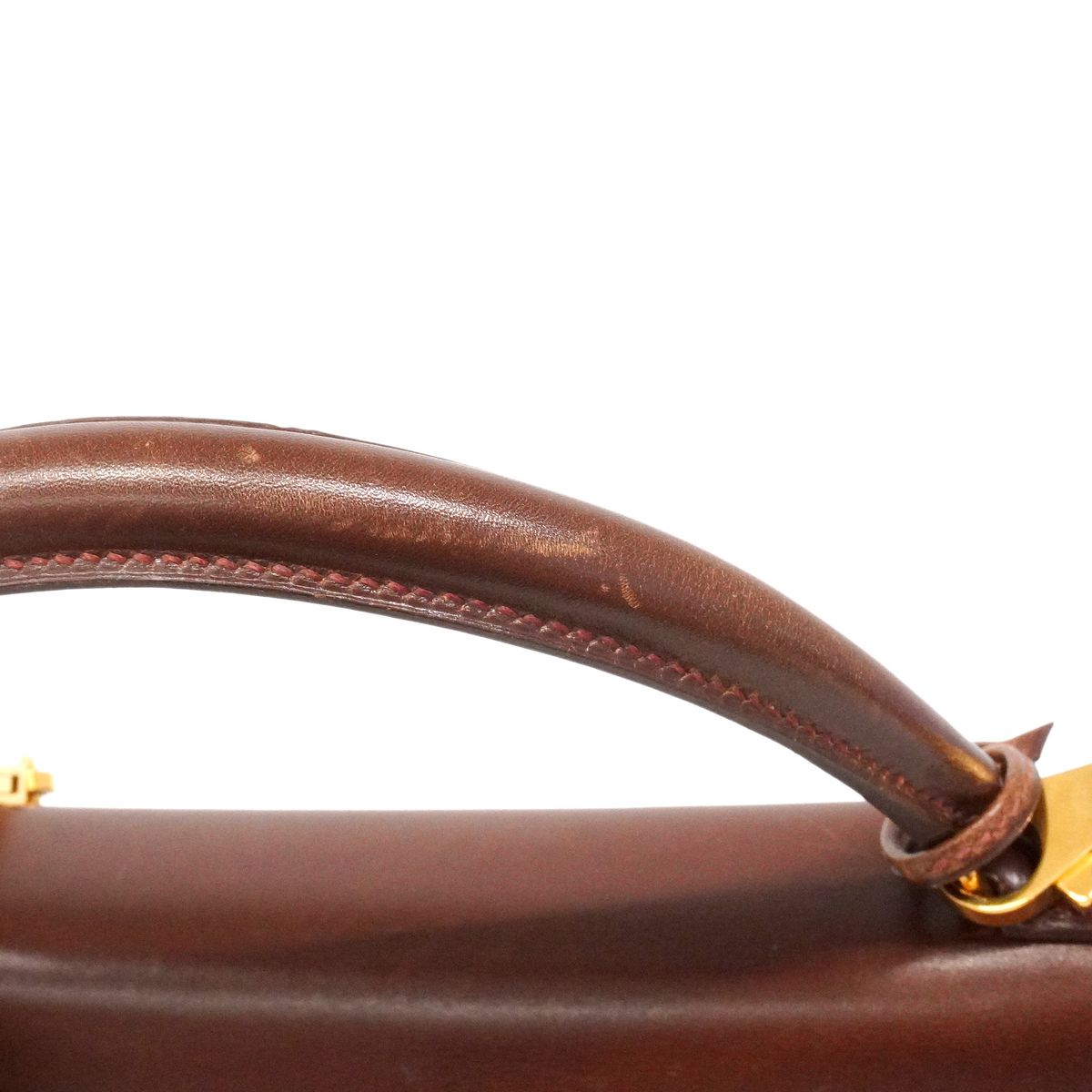 Hermes Handbag Kelly 35 Box Calf Noisette Gold 2-Way Bag — view 8