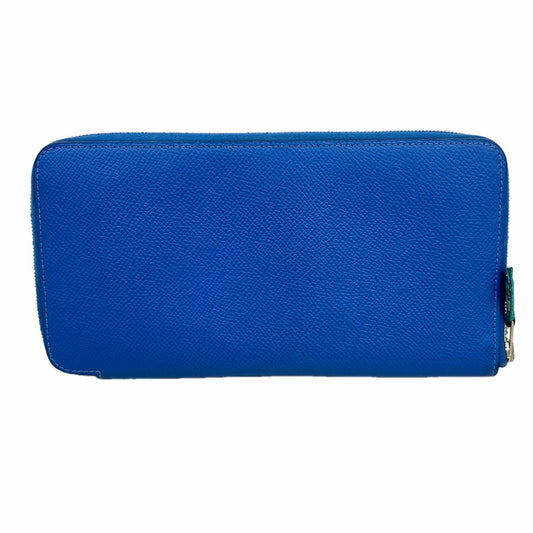 Hermes Wallet Azap Long Silk'in Veau Epsom Blue Zanzibar Silver