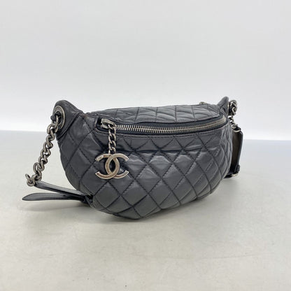Chanel Waist Bag Quilted Lambskin Black Silver — view 2