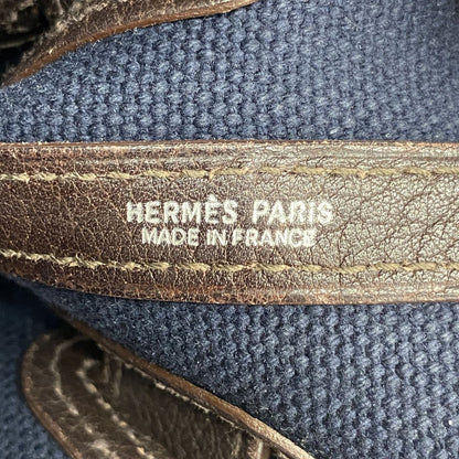 Hermes Tote Bag Petite Ceinture PM Toile H Navy Brown Silver — view 5