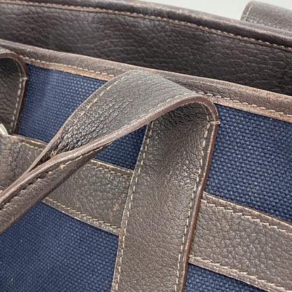 Hermes Tote Bag Petite Ceinture PM Toile H Navy Brown Silver — view 8