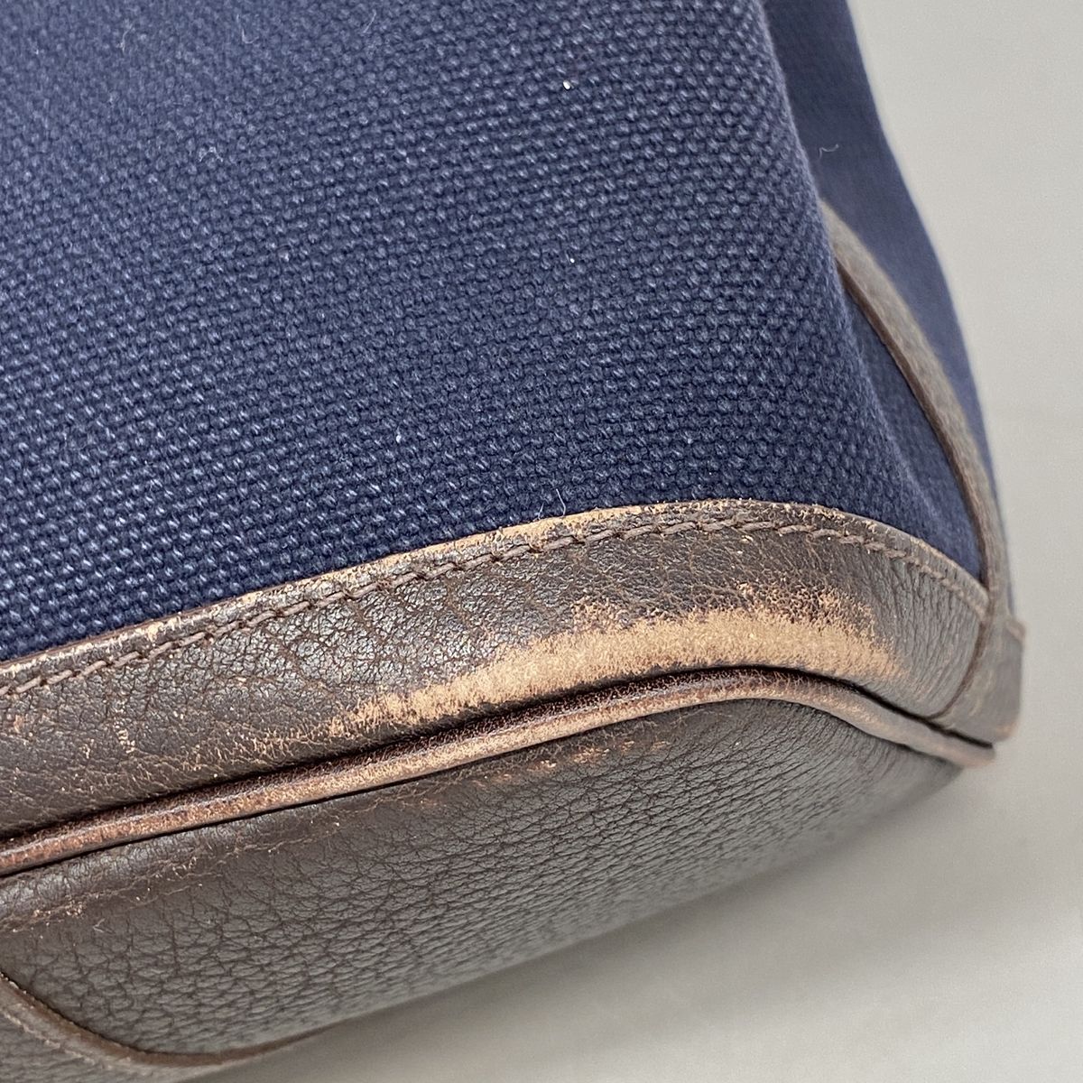 Hermes Tote Bag Petite Ceinture PM Toile H Navy Brown Silver — view 6