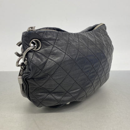 Chanel Shoulder Bag Quilted Lambskin Black Silver — view 2
