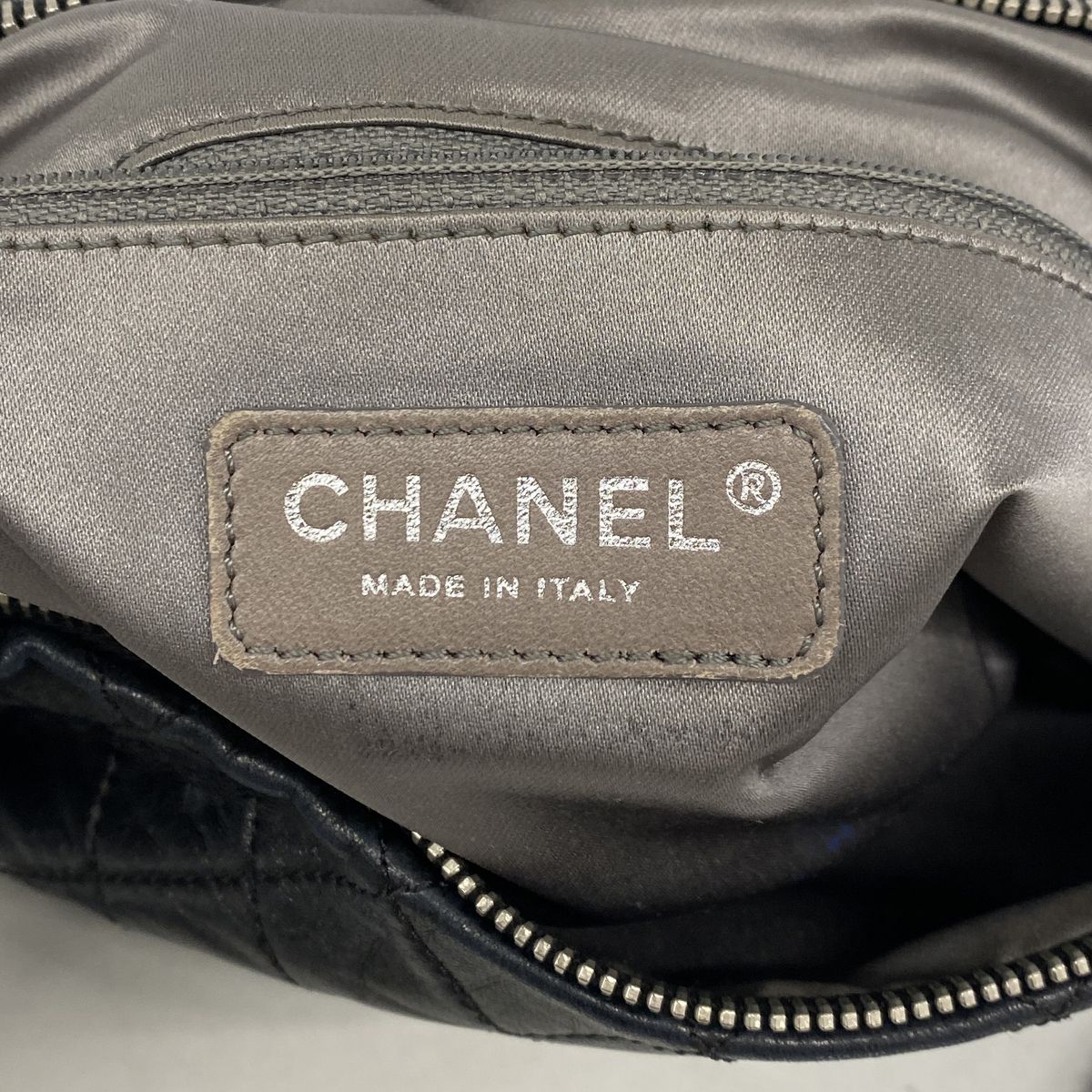 Chanel Shoulder Bag Quilted Lambskin Black Silver — view 5