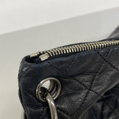 Chanel Shoulder Bag Quilted Lambskin Black Silver — view 7