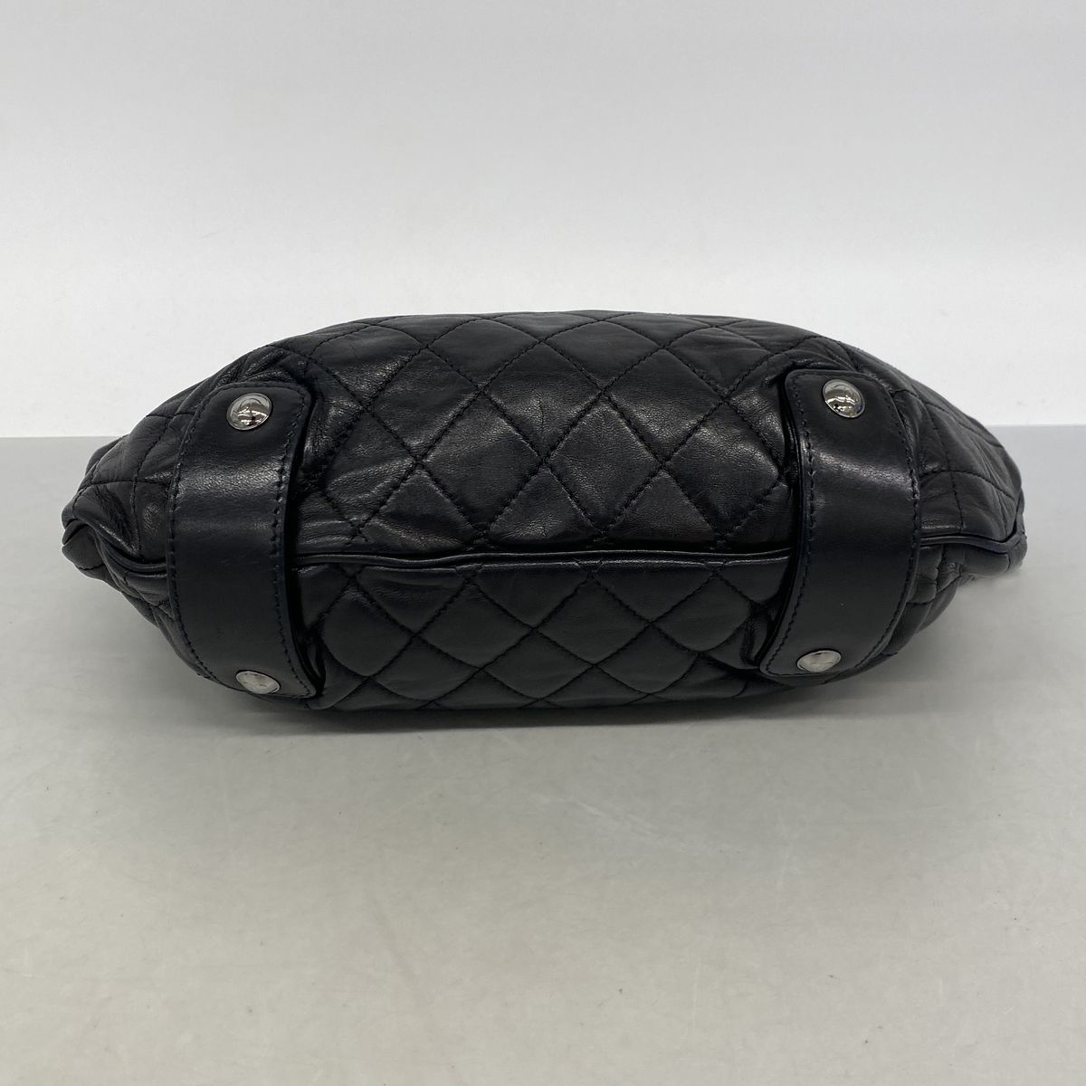 Chanel Shoulder Bag Quilted Lambskin Black Silver — view 3