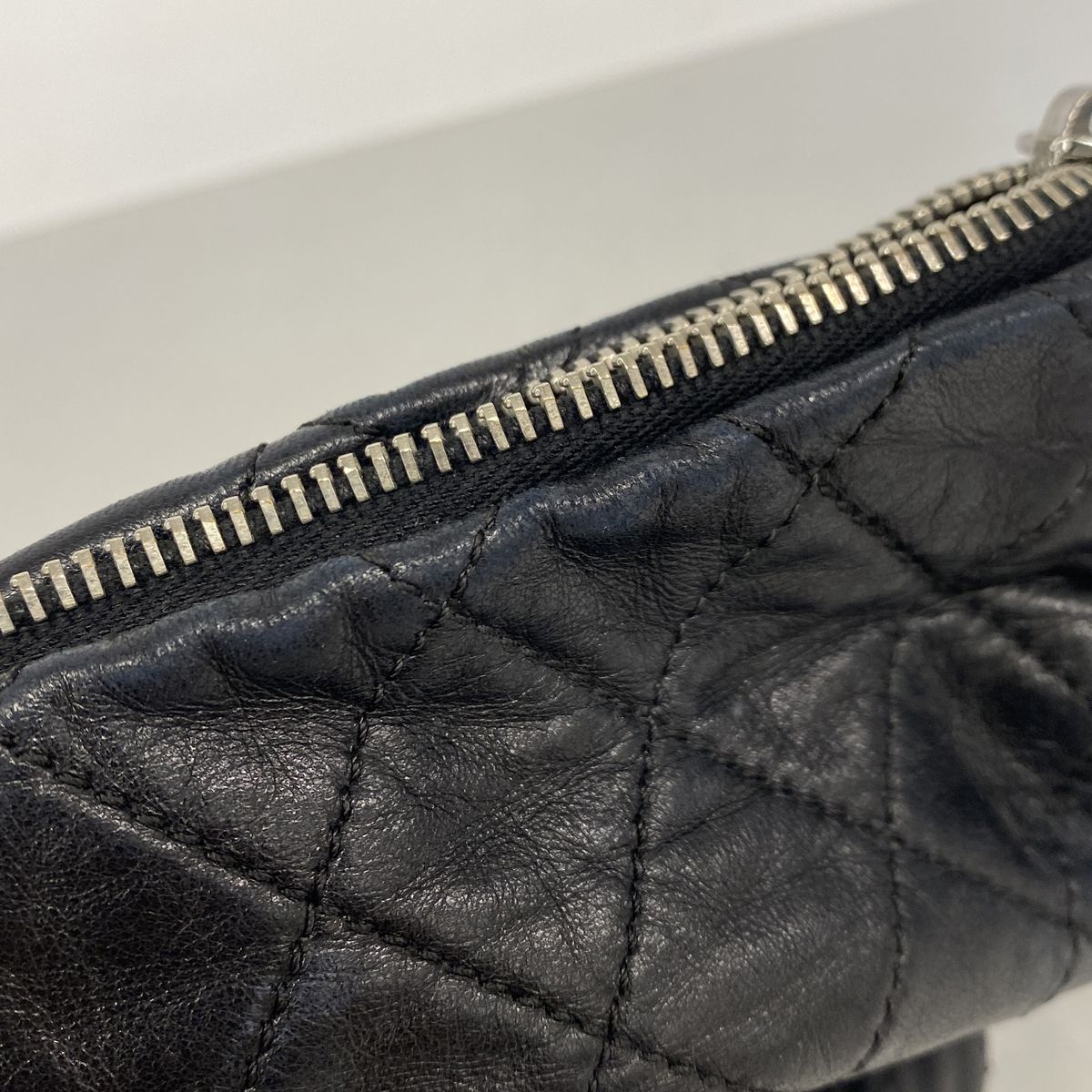 Chanel Shoulder Bag Quilted Lambskin Black Silver — view 8