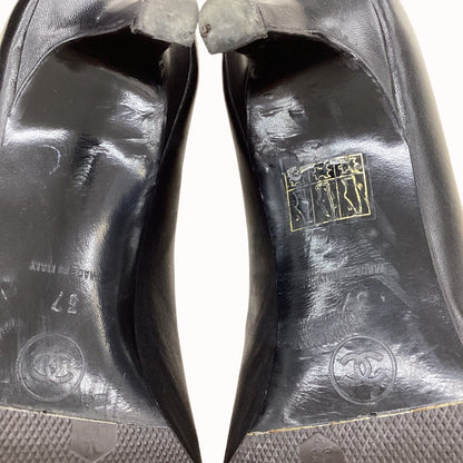 Chanel Pumps CC Logo Leather Black Heels — view 6