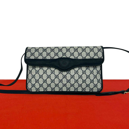 Gucci Vintage GG Logo Pattern Leather Shoulder Bag Crossbody Navy