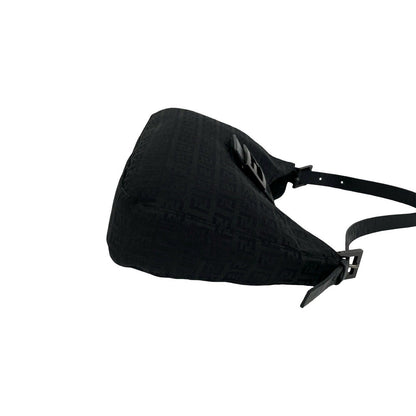 Fendi Vintage Zucchino Pattern FF Logo Canvas Leather Semi Bag Black — view 6