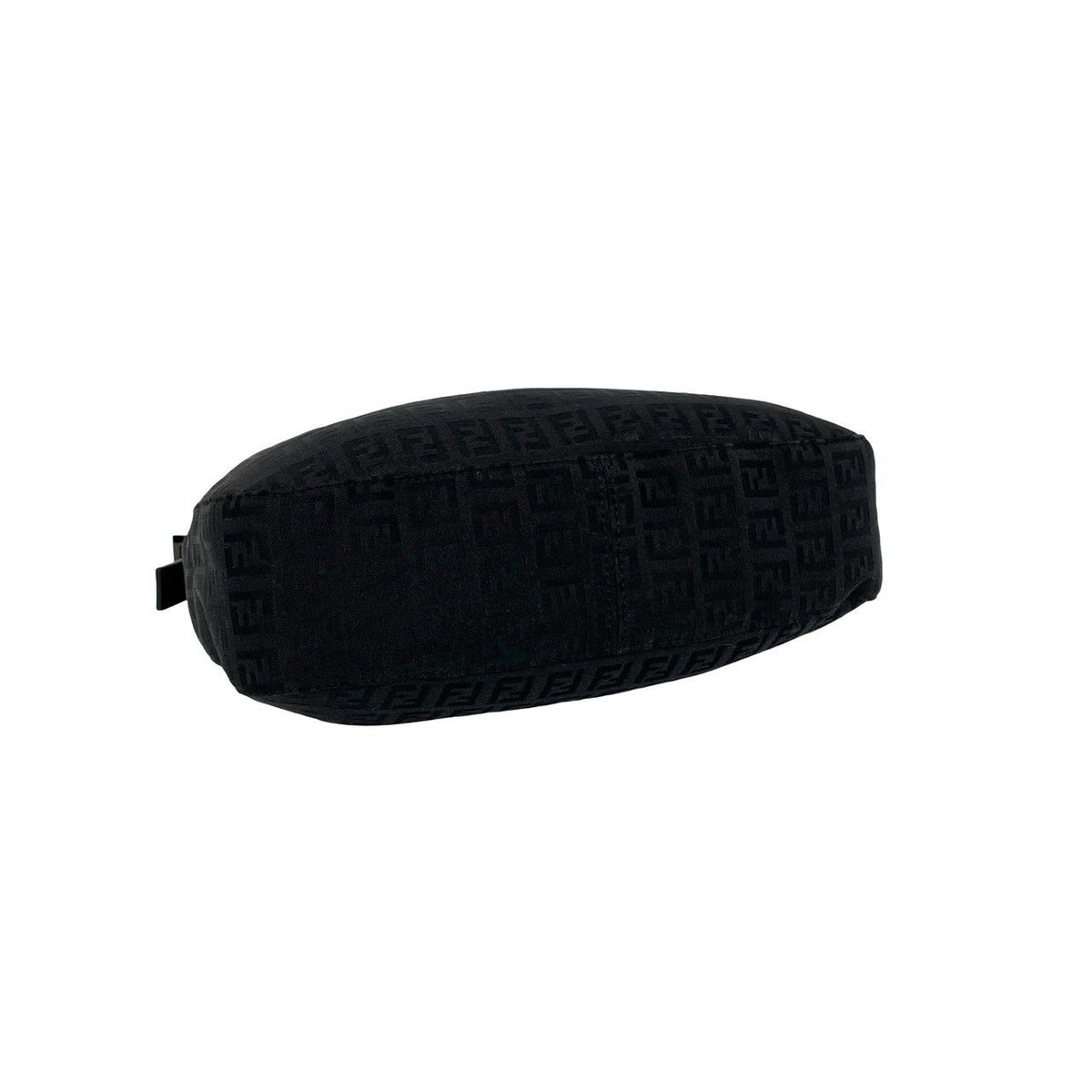 Fendi Vintage Zucchino Pattern FF Logo Canvas Leather Semi Bag Black — view 7