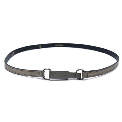 Chanel Belt Silver Leather 75