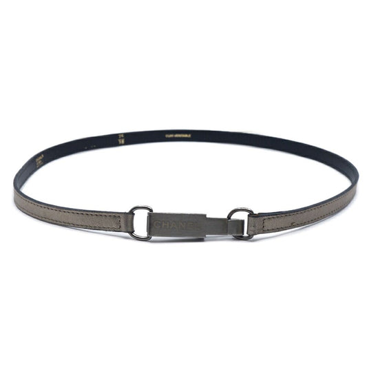 Chanel Belt Silver Leather 75