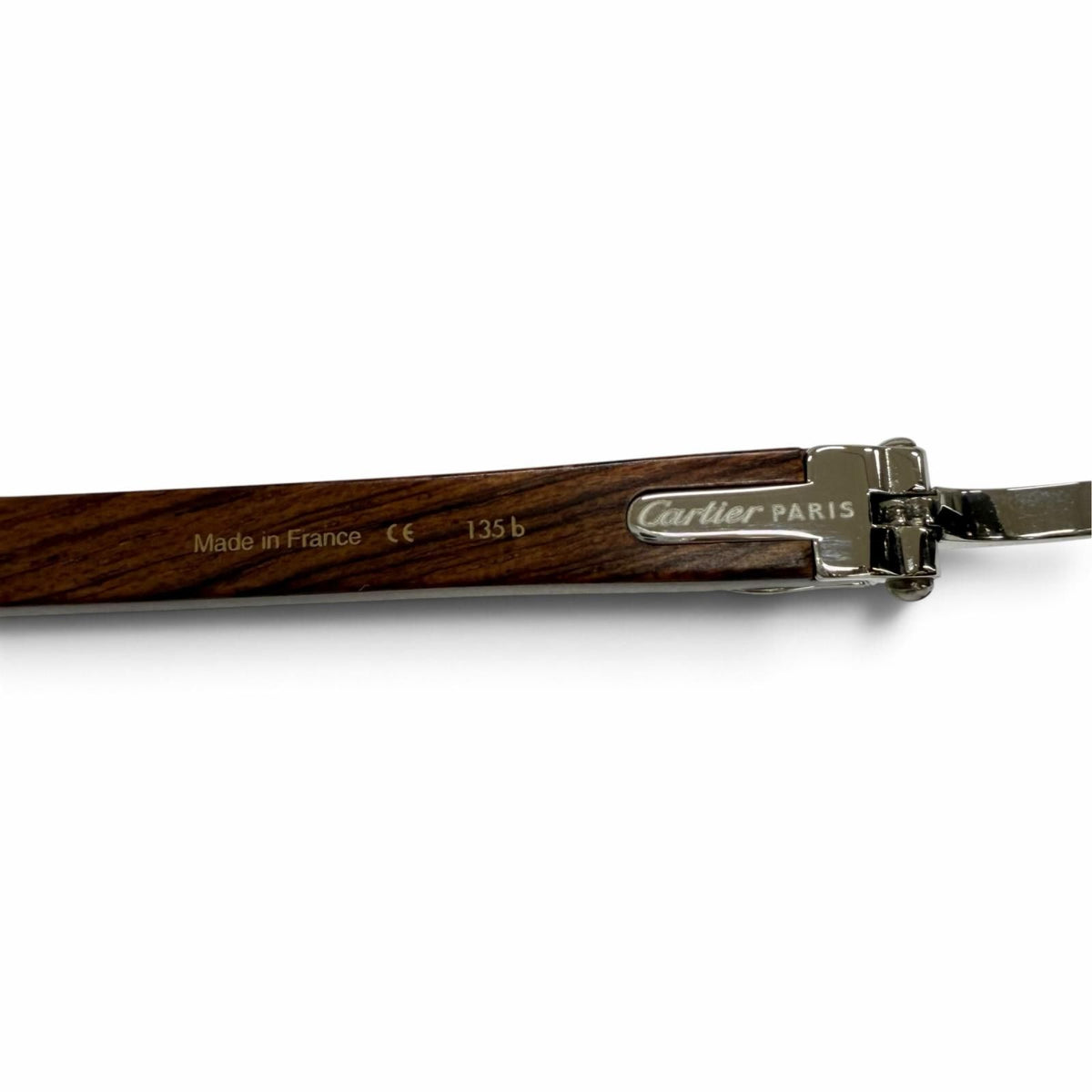 Cartier Rimless Two Point Wood Temple Sunglasses Brown Silver 18 Eyewear — view 8