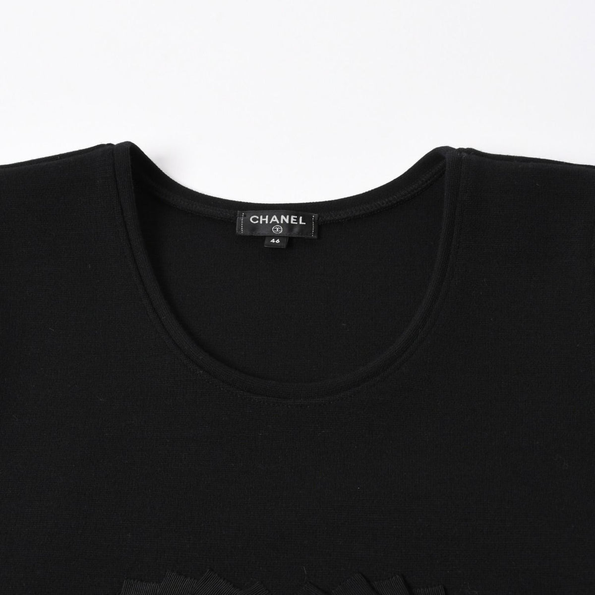Chanel Tank Top Camellia CC Logo Wool Rhinestone Black — view 4