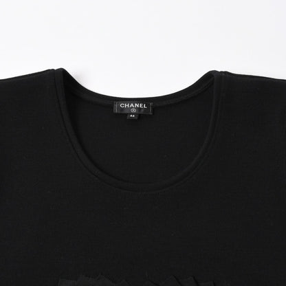 Chanel Tank Top Camellia CC Logo Wool Rhinestone Black — view 4