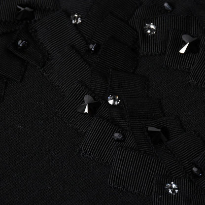 Chanel Tank Top Camellia CC Logo Wool Rhinestone Black — view 7