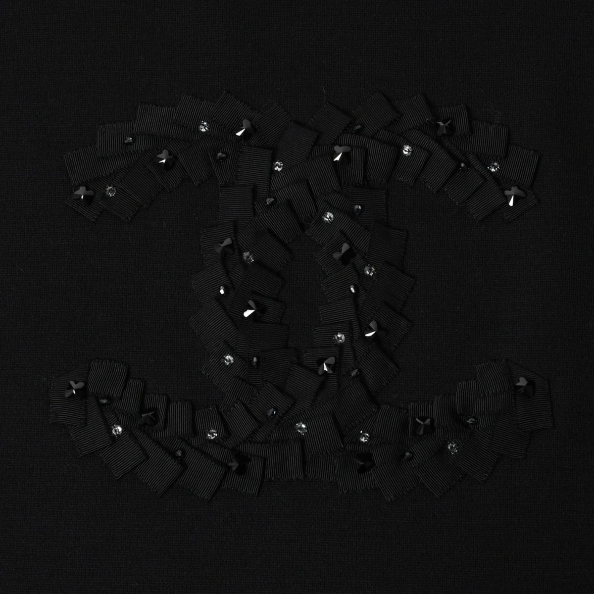 Chanel Tank Top Camellia CC Logo Wool Rhinestone Black — view 5