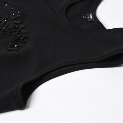 Chanel Tank Top Camellia CC Logo Wool Rhinestone Black — view 8