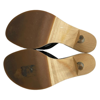 Prada Mules Dark Brown Light Yellow Multi Flower Leather — view 4