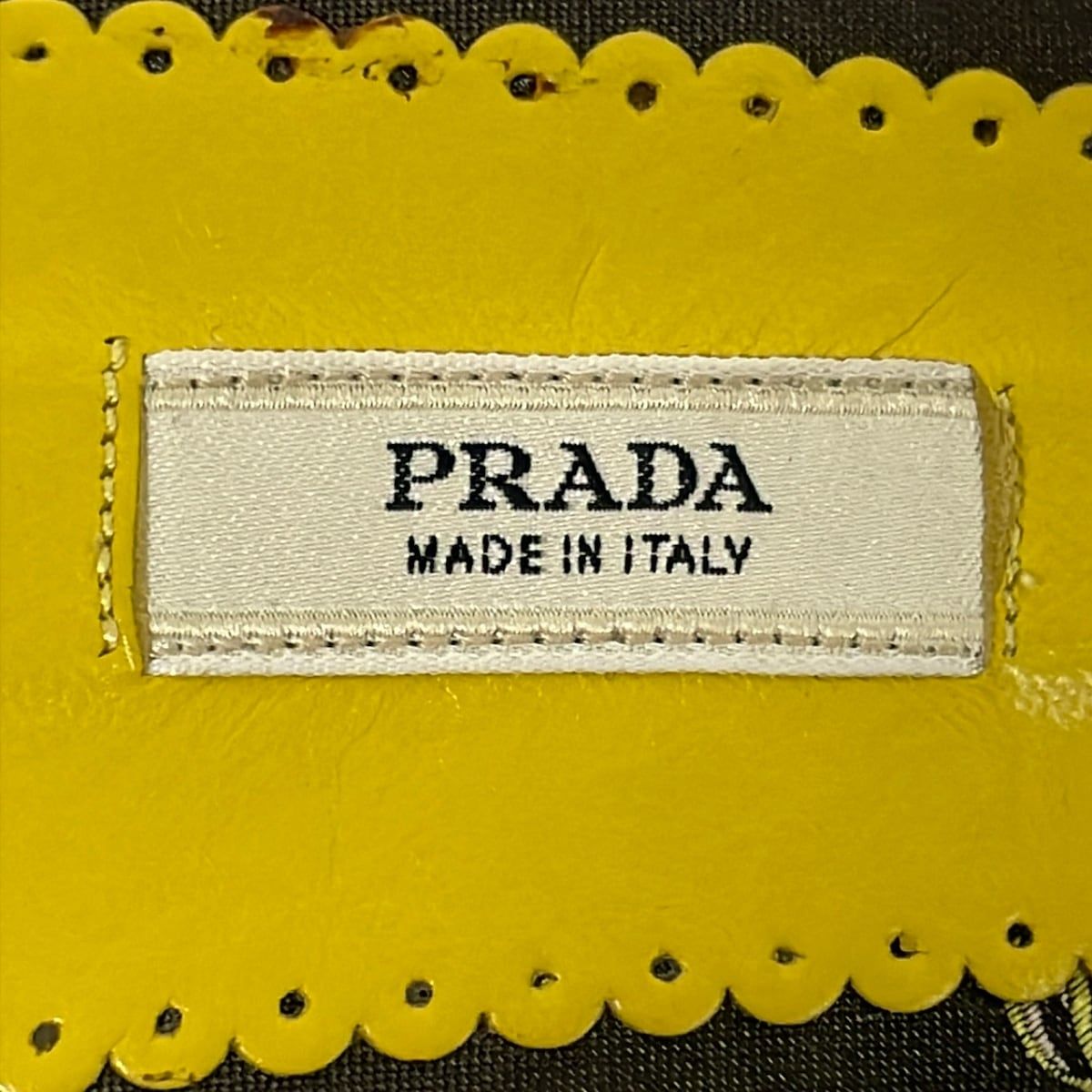 Prada Mules Dark Brown Light Yellow Multi Flower Leather — view 5