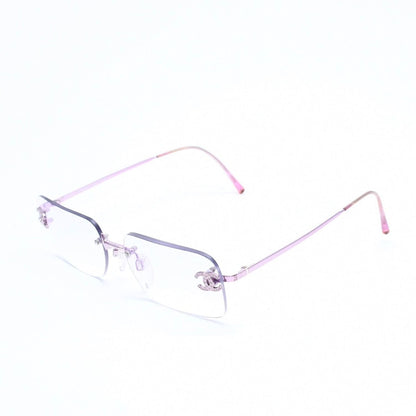 Chanel Rimless Sunglasses Eyewear CC Logo Rhinestone Pink — view 2
