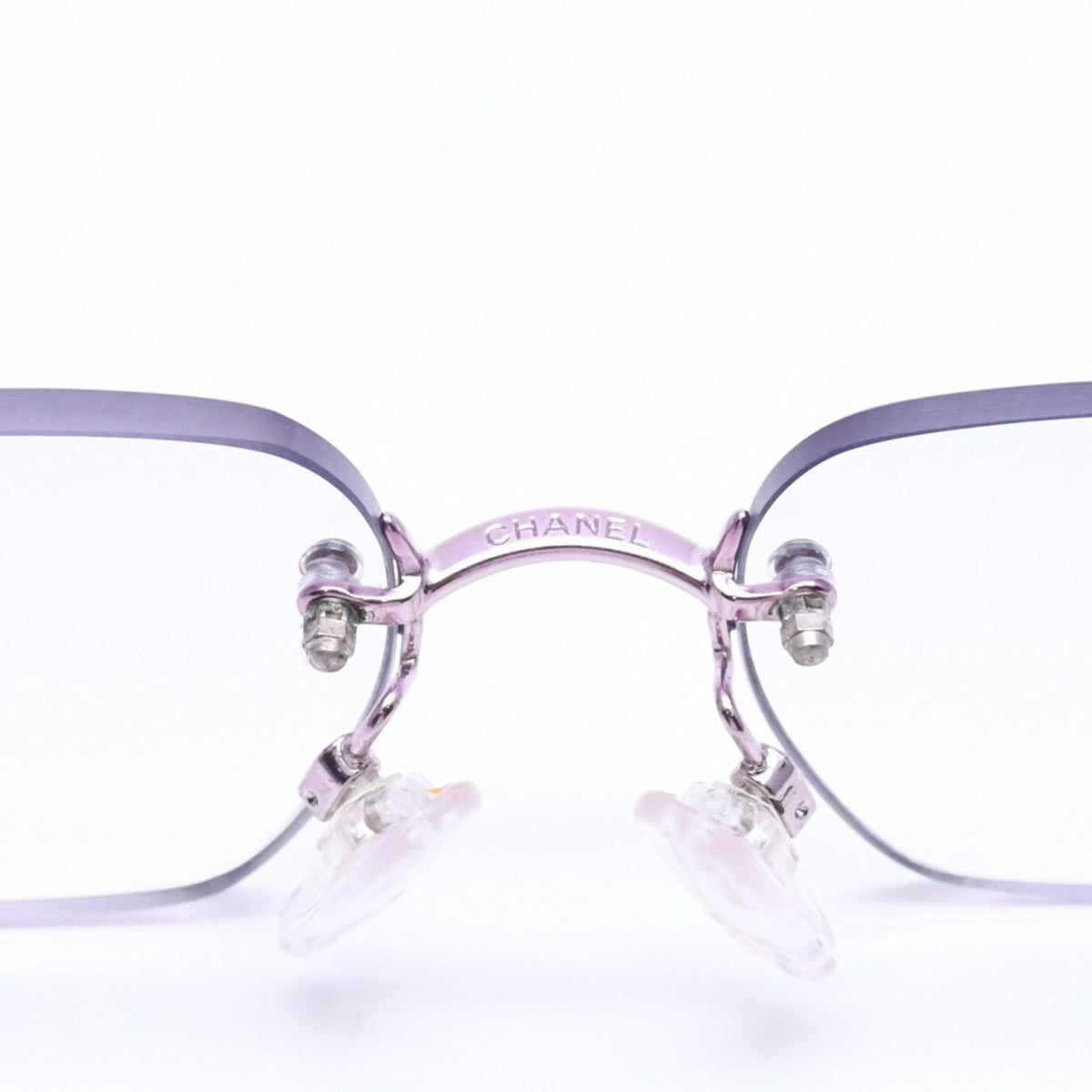 Chanel Rimless Sunglasses Eyewear CC Logo Rhinestone Pink — view 8