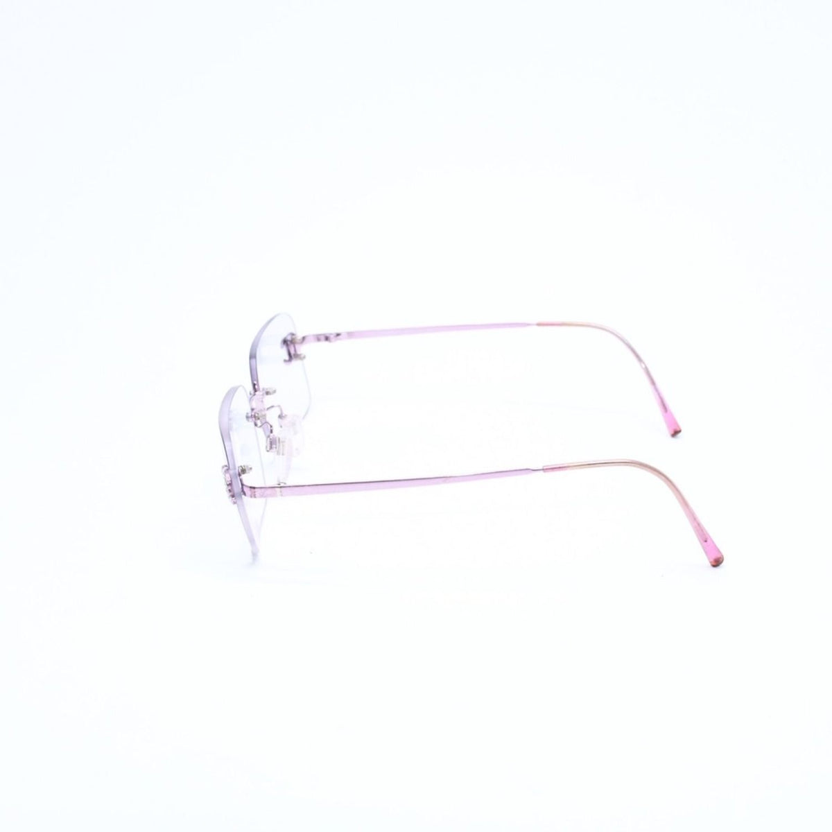 Chanel Rimless Sunglasses Eyewear CC Logo Rhinestone Pink — view 5