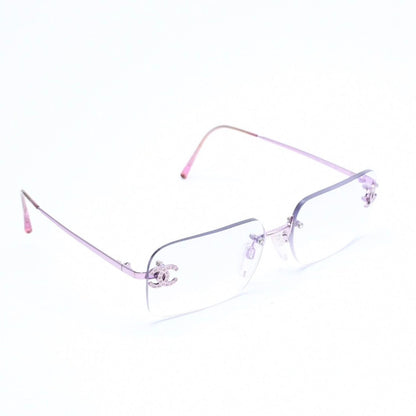 Chanel Rimless Sunglasses Eyewear CC Logo Rhinestone Pink — view 3