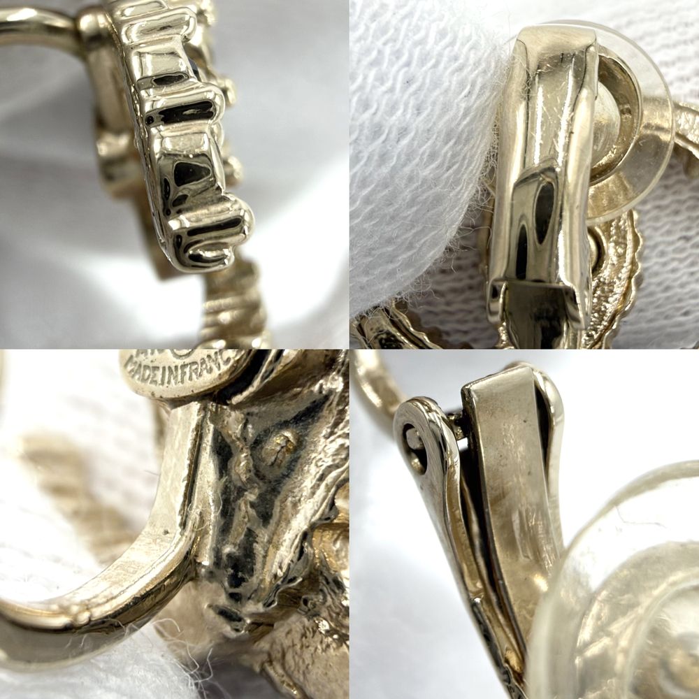 Chanel Earrings CC Logo Rhinestone Rainbow Gold Plated — view 4